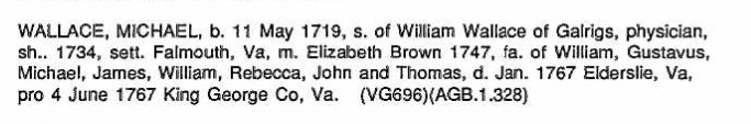 Published extract for Michael Wallace of Galrigs, physician
